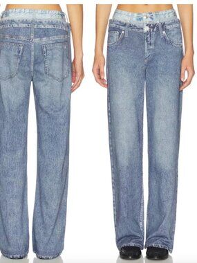 rag & bone Miramar Dark Double Indigo Combo Terry Logan Jeans NWT $298